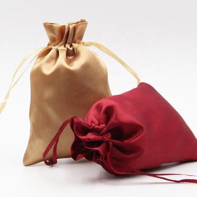 China Luxury Drawsting Satin Favor Gift Bags 7*10cm Satin Jewelry Pouch Bag With Drawstring for sale