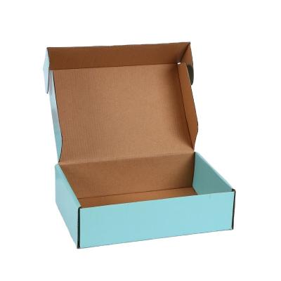 China Customized Recyclable Blue Corrugated Gift Box Shoes And Clothes Packing Box With Custom Logo for sale