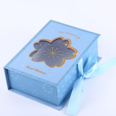 China New Next Handmade Special Ribbon Closure Cardboard Gift Box With PVC Window for sale