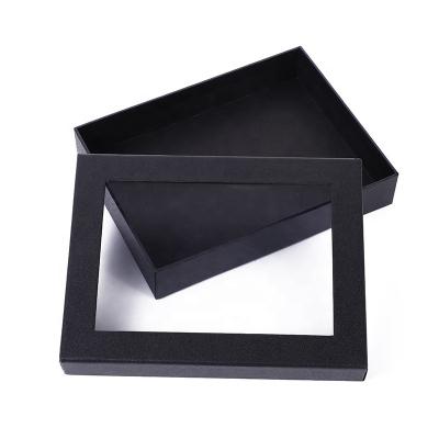 China Factory Direct Selling Recycled Materials Lid And Tray Cardboard Gift Boxes With Big PVC Window for sale