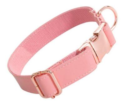 China Beautiful Durable Pink Dog Collar Quick Release Safety Dog Collars With Curved Metal Plating Buckle for sale