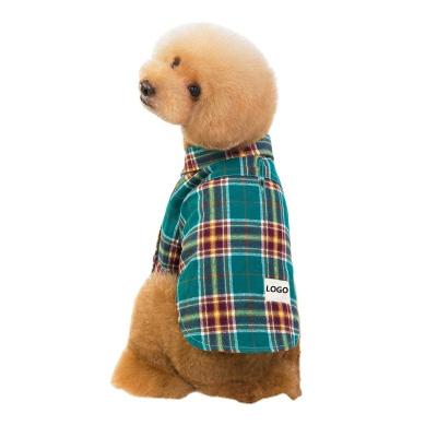 China Viable Clothes Pour Chien Luxe Custom Natural Cotton Fabric Dog Apparel Pet Clothes Safety Sublimation Shirt Plaid Dog Clothes for sale