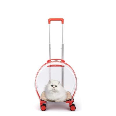 China Taigeer Pet Cat Dog Suitcase Trolley Case Pet Bag Flight Box Transparent Portable Viable Pet Travel Carrier for sale