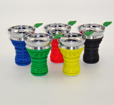 China Colorful Silicon Wholesale Food Grade Hookah Shisha Apple Accessories Silicone Hookah Bowl Metal for sale