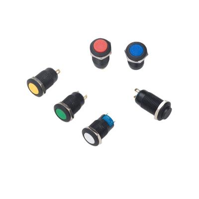 China Stainless/Chrome Plated 12mm Led Momentary Illuminated Brass 12v 24v 110v 220v Mini Plastic Push Button Switch Waterproof for sale