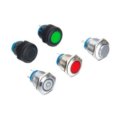 China Stainless / Chrome Plated 16mm Series High Quality Brass Flat / Metal Domed Push Button With Led for sale