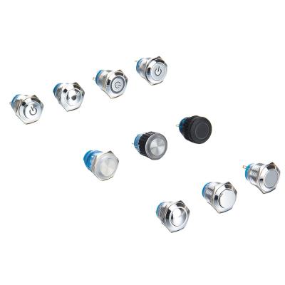 China Stainless/Chrome Plated 16mm Metal Brass Push Button Switch Led Lamp Illumination Waterproof Momentary Switch for sale