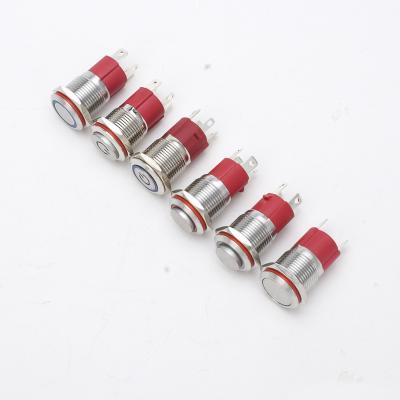 China Key Locking 16mm High Stainless Brass / Chrome Plated Graphite Plated 24v Illuminated Push Button Switch for sale