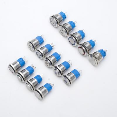 China Stainless / Chrome Plated Brass Push Button Switch 1no 16mm Led Waterproof Diverter With Connector Wire for sale