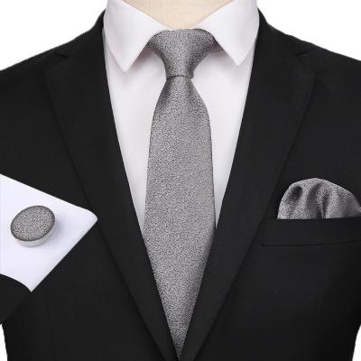 China Business Fashion Ties Pocket Square Cufflink Set Mens Tie Gift Set For Wedding for sale