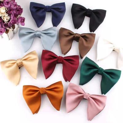 China Men's Big Dobby Bow Ties Big Tie Black Butterfly Wedding Necklace Silk Bow Tie for sale