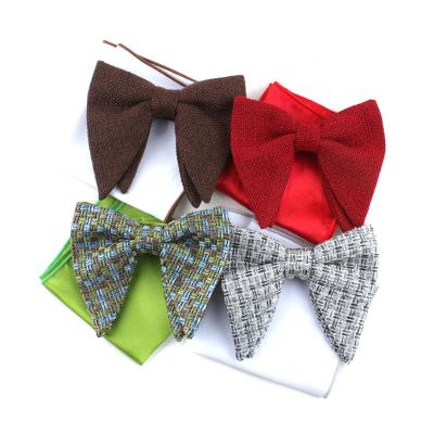 China Bowtie Set New Design Oversized Knitted Bowtie And Pocket Square Mens For Gift Set for sale