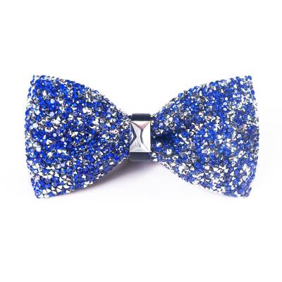 China Pre-Tied Crystal Rhinestone Blue Bow Tie Men For Wedding Party for sale