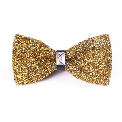 China Crystal Popular Design Champagne Rhinestone Crystal Bow Ties For Men for sale