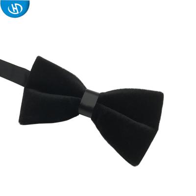 China High Quality Soild Black Velvet Bow Tie Color Wholesale Men's Black Velvet Bow Tie For Wedding Party for sale