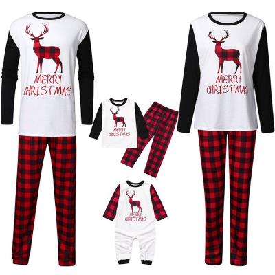 China Custom QUICK DRY Christmas Deer Printed Plaid Pajamas Set For Family for sale