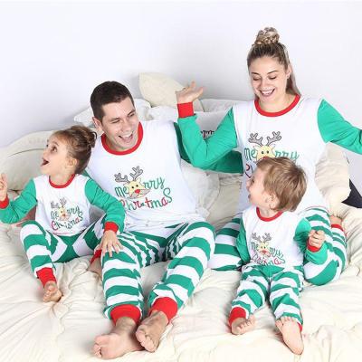 China Cute QUICK DRY Custom Christmas Deer Tops And Stripe Pants Family Matching Pajamas Set for sale