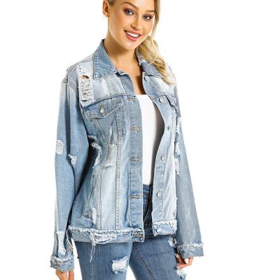 China Jean Jacket Women Fashion Ripped Long QUICK DRY Jeans Jacket Women Jeans Jacket for sale