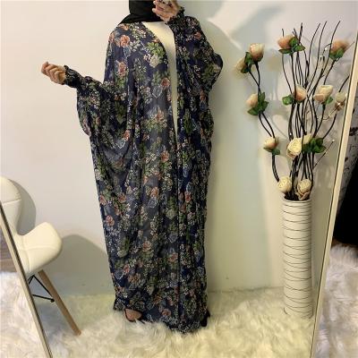 China 149cm Length Abaya Soft Chiffon Printed Muslim Islamic Long Dress S-2XL for sale