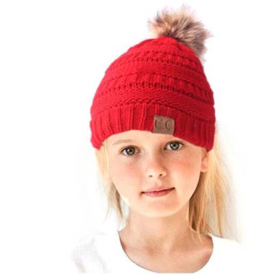 China Wool COMMON Hat Label KnitCap Winter Warm Protector Plus Style Wool Ball Headwear Parent-child Hat for sale