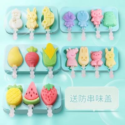 China Viable Amazon Hot Sale BPA Free Mini Silicone Ice Cream Tools Ice Popsicle Mold With Wooden Sticks for sale