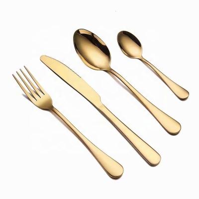 China Viable Wholesale 4pcs Restaurant Gold Cutlery Dinnerware Spoon Knife Stainless Steel Forks And Cutlery For Wedding for sale