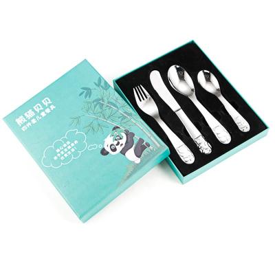 China Food Grade Kid Viable Cutlery Set 4pcs Stainless Steel For Gifts Box Kids Flatware for sale