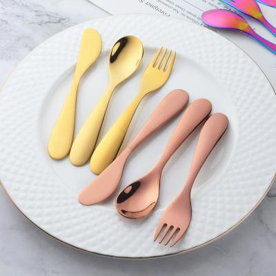 China Amazon 304 Stainless Steel Flatware Knife Fork Spoon Viable Hot Selling Silverware 3 Pieces Set Kids Cutlery Set for sale