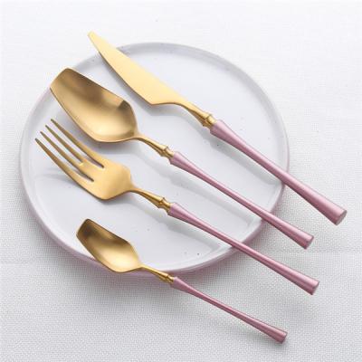 China Durable Light Luxury 304 Stainless Steel Gold Western Thin Size Forks Cutlery Spoons Knives Set For Wedding Gift for sale