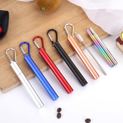 China Sustainable Retractable Collapsible Stainless Steel Straw Custom Metal Straw for sale