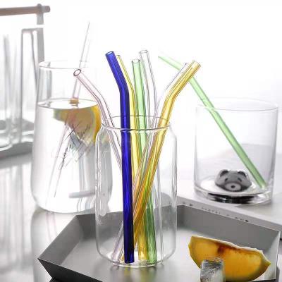 China Sustainable Wholesale Reusable Glass Straw Set With Cleaning Brush for sale