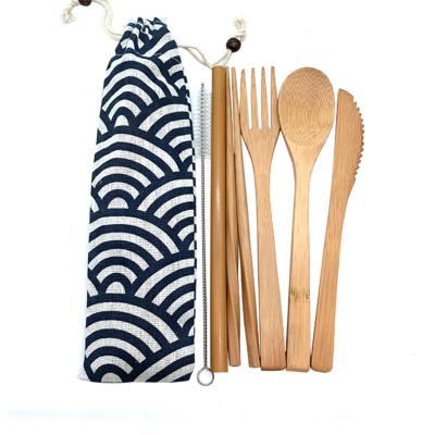 China Wholesale Customized Sustainable Logo Zero Waste Reusable Bamboo Travel Cutlery Set for sale