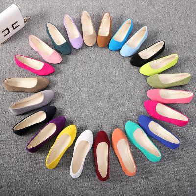 China Wholesale New Styles Women Lightweight Suede Leather Ballet Flats Simple Chic Casual Slip On Walking Shoes Pointed Toe Ladies Flat Shoes for sale