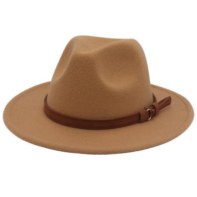 China 2022 casual vintage wholesale English felt Fedora Hat cowboy Wide Brim Fashion Belt Silk Jazz Hat Basiner Dress Melonik for Lady Bowler for sale