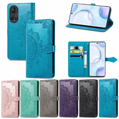 China Flowers Soft TPU Flip Cell Phone Stand Flip Phone Cover Datura Leather Case For HUAWEI Honor 50 Se pro V40 5G Play5 5G for sale