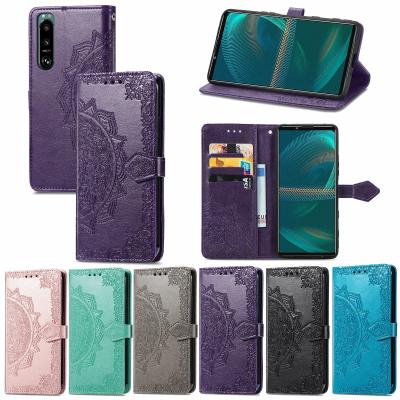 China Mandala Embossed Wallet Leather Flip Phone Cover Phone Case for Sony Xperia 10 III or 5 III or 1 III or Xperia CÆ II Mobile Accessories for sale