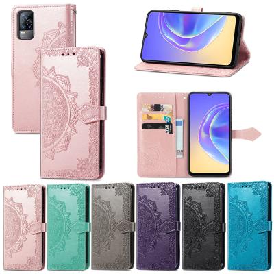 China Flowers Soft TPU Flip Cell Phone Stand Case Flip Phone Cover Datura Leather for VIVO V21E 4G 5G V20SE/Y70 for sale