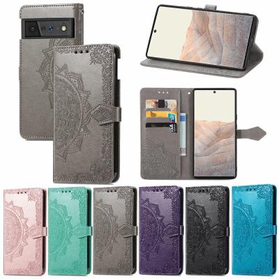 China Flip Phone Cover For Google Pixel 6 Pro Datura Leather Flowers Soft TPU Flip Cell Phone Stand Case for sale