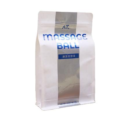 China Recyclable Food Grade Kraft Paper Zipper Foil Massage Ball Packaging Pouch Custom Printing Stand Up Bags With Clear Window for sale