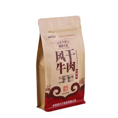 China Recyclable Plastic Resealable Custom Print Beef Jerky Bag Stand Up Zipper Food Grade Kraft Paper Packaging Bag With Window for sale