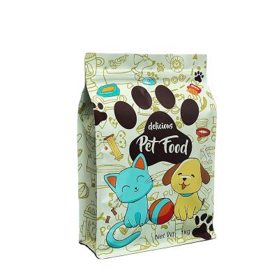 China Security Custom Logo Printed Flat Bottom Aluminum Foil Zipper Dog Cat Food Bag for sale