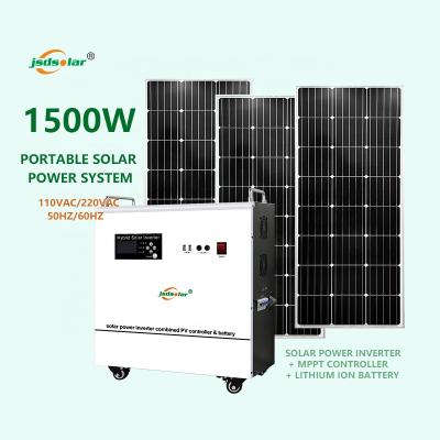 China Hot Selling Home 1.5kw Portable Off Grid Solar Power System 1500w Solar Panel System For Company Camping Home Use for sale