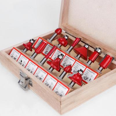 China Metal 12pcs 1/4 Inch Shank Tungsten Carbide Router Bit Set Wooden Wood Drilling for sale