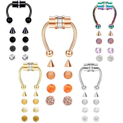 China 2021 Advance 2021 Nose Rings Boy Girl Nose Rings Magnetic Holes Ring Fa KE Stainless Steel Pin Nose Rings Bulk for sale