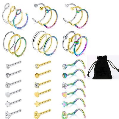 China Wholesale Bulk Circle Nose Pin Fa KE Lead Nose Piercing Christmas Tragus Nose Rings For Women for sale