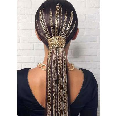 China 2021 Acrylic Fashion New Wig Gold Plated Long Tassel Hairpin Hair Jewelry Chain Jewelry And Hair Accessories for sale