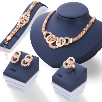 China CLASSIC OEM Direct Men's Four Piece Set With Diamond Inlaid Cuban Chain Art Design Jewelry Set For Women for sale