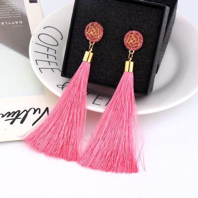 China 2021 Vintage Fashion Gold Rose Flower Metal Fan Tassel Drop Earrings Long For Women Stainless Aretes acero for sale