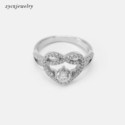 China 2021 CLASSIC Luxury Lady Wedding Diamond Heart Shape Worry Ring Rings 925 Silver Wedding Ring Set for sale