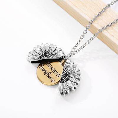 China New Hiphop Women Sunflower Open Sublimation Pendant Sun Necklace DIY Gold Jewelry Supplier for sale